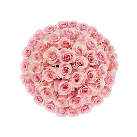 A stunning image of a Blush Pink Rose Bouquet featuring 100 roses, exuding timeless elegance and charm. The delicate pink hues of the roses create a visually captivating arrangement, perfect for weddings, anniversaries, or thoughtful gifts. Each blossom is carefully chosen for its velvety petals, forming a lush and romantic ensemble. The image captures the essence of romance and refinement, making it an ideal centerpiece for special occasions.